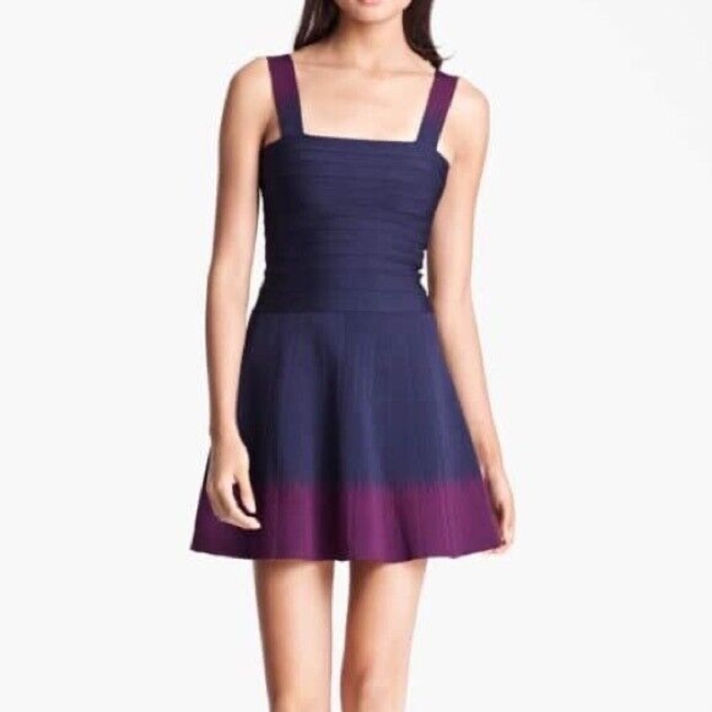 Herve Leger ADINA Contrast Trim Dress Mini Bandage Bodice Knit